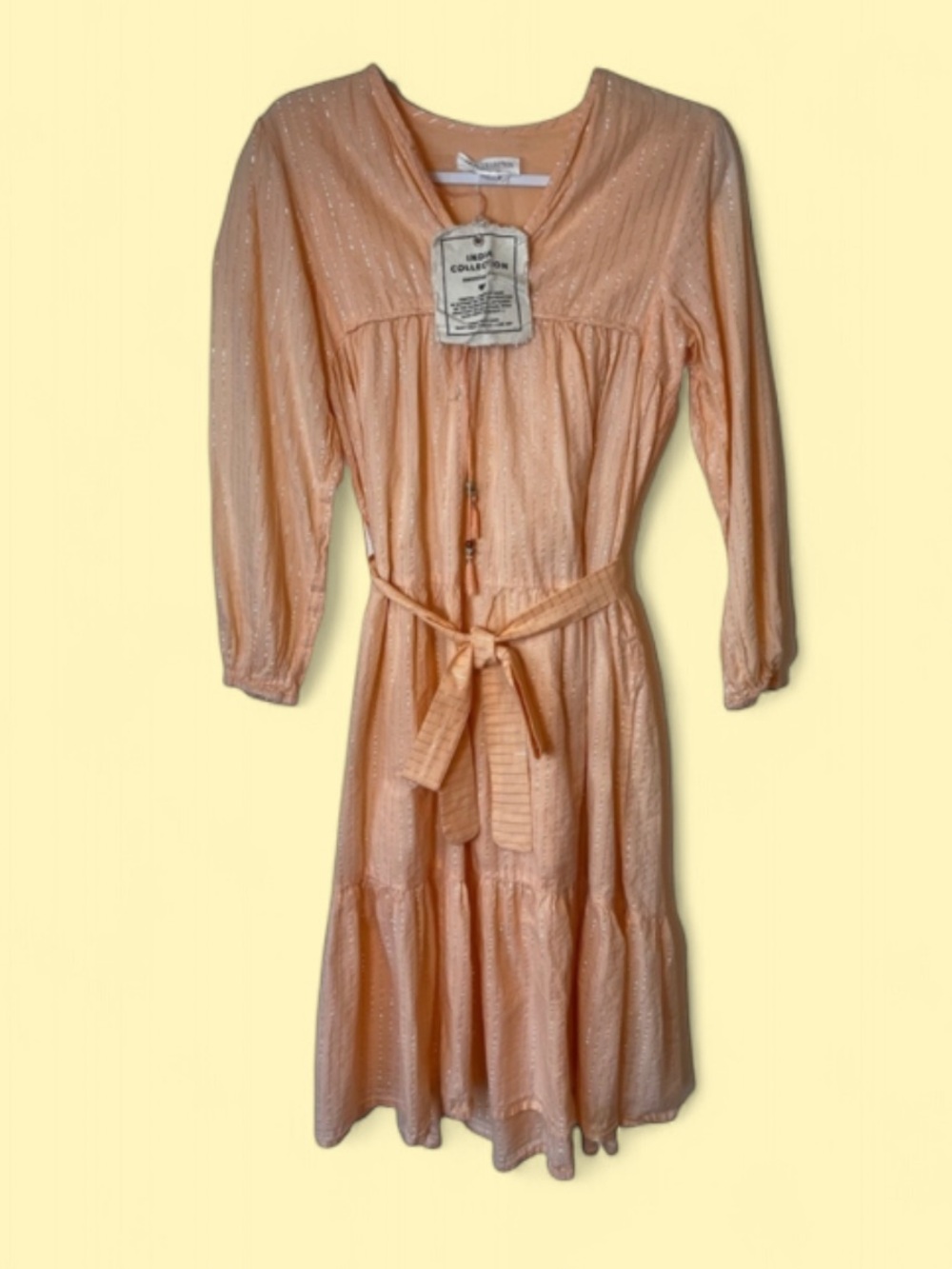 NWT Emerson Fry India Collection “Heirloom" midi dress in peach Size XS/S